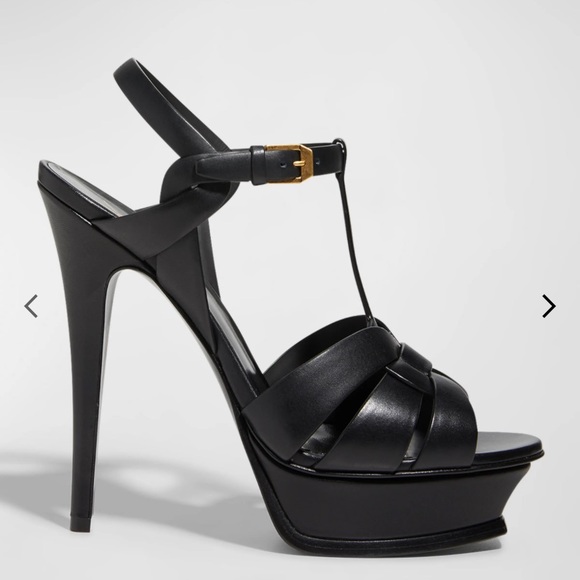 Saint Laurent Tribute 105 Leather Platform Sandal - Picture 10 of 14